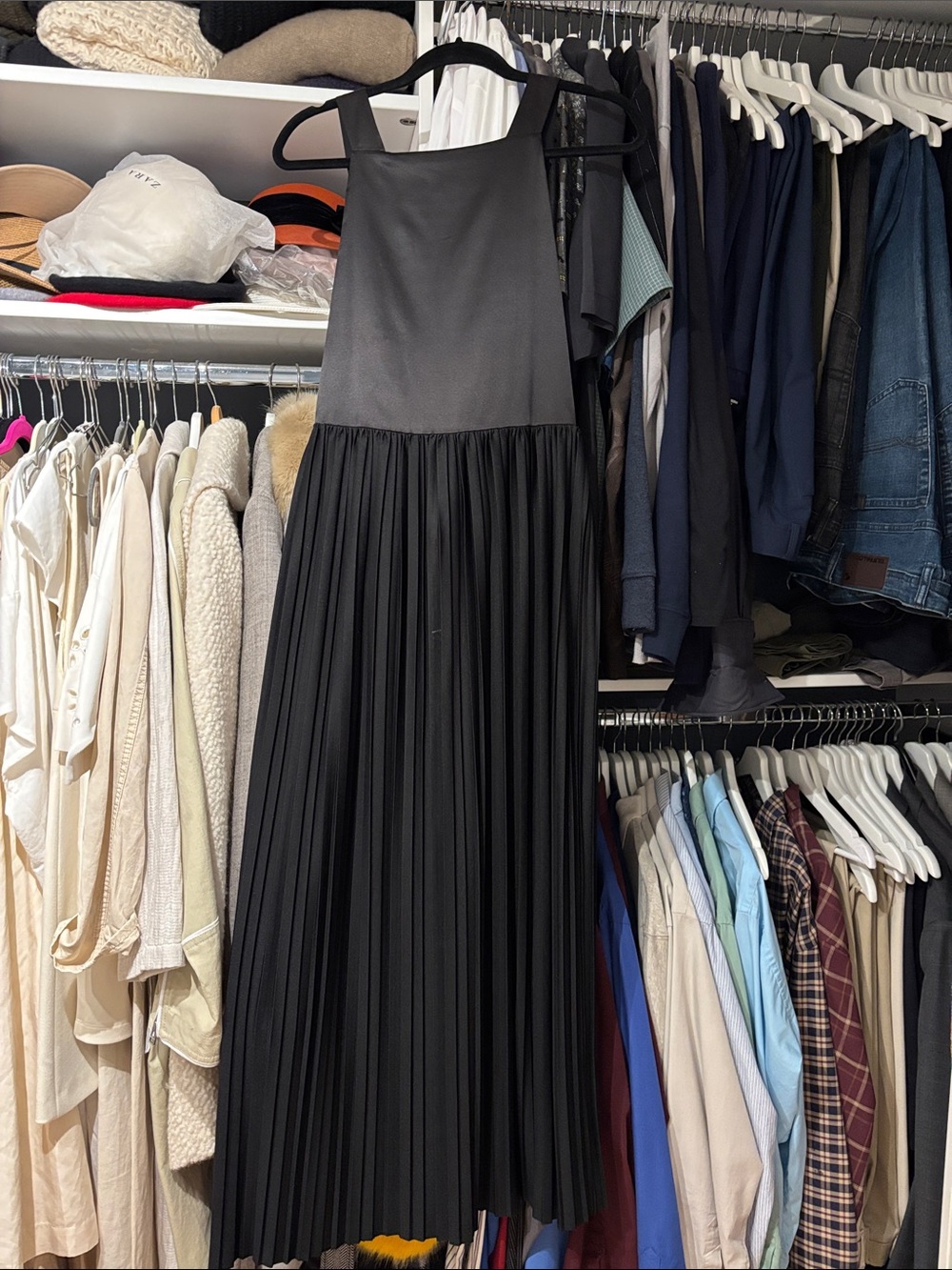 Zara Black Pleated Maxi Dress